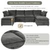 Versatile 6 Piece Modular Sofa Bed With Storage, Stylish Faux Double Layer Cushions, Comfortable & Durable Design, Perfect For Any Living Space - Gray - Image 7
