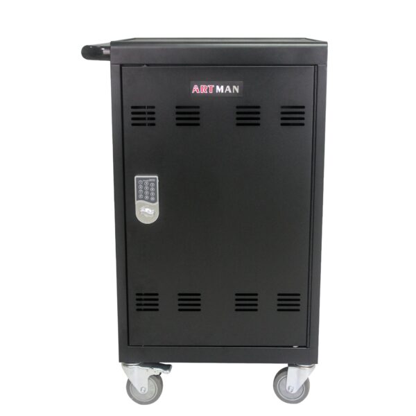Mobile Charging Cart And Cabinet For Tablets Laptops 30 Device With Combination Lock - Matt Black
