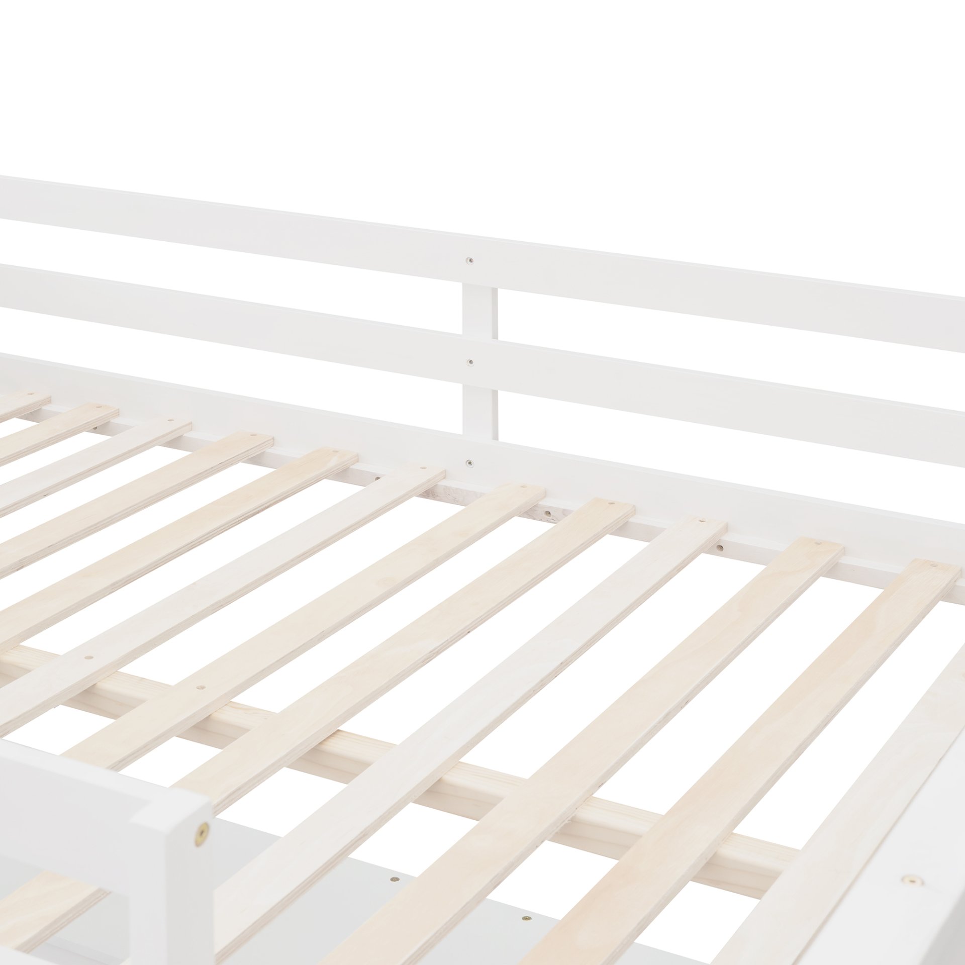 Full Size Loft Bed With Shelves With Desk - White - Image 14