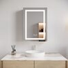 26" X 20" Bathroom Medicine Cabinet With LED Mirror, Anti-Fog, Waterproof, 3000K~6000K Single Door Lighted Bathroom Cabinet With Touch Swich, Dimmable, Recessed Or Surface Mount (Right Door) - Silver - Image 11