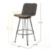 Outdoor Rattan Barstools With Black Brush Copper Iron Frame (Set of 2) - Multi Brown - Image 3