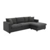 Modern Sectional Sofa, L-Shaped Couch Set With 2 Free Pillows, 4 Seat Polyester Fabric Couch Set With Convertible Ottoman - Dawn Gray - Image 4