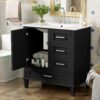 Bathroom Vanity, Modern Bathroom Cabinet With Sink Combo Set, Bathroom Storage Cabinet With A Soft Closing Door And 3 Drawers, Solid Wood Frame - Black - Image 21