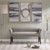 Modern Design The Bench Upholstered Solid Wood - Gray - Image 2