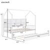 Twin Size House Bed & Trundle, Kids Bed With Shelf - White - Image 4