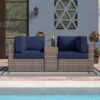 Outdoor Seating Group With Cushions 2 Person - Gray - Image 2