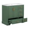 Traditional Bathroom Vanity With Resin Sink Combo Set, Bathroom Cabinet With Two Doors And Four Drawers - Green - Image 16