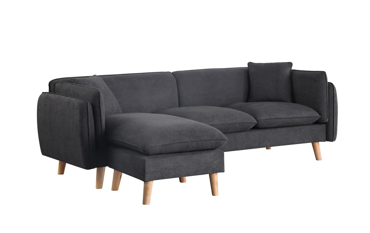 Brayden - Fabric Sectional Sofa Chaise - Dark Gray - Image 6