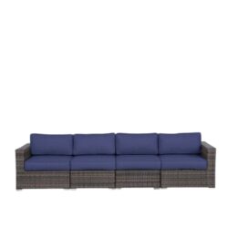Outdoor Wicker Patio Sofa Set With Feet, 4 Piece Modular Design, Weather Resistant Rattan - Espresso