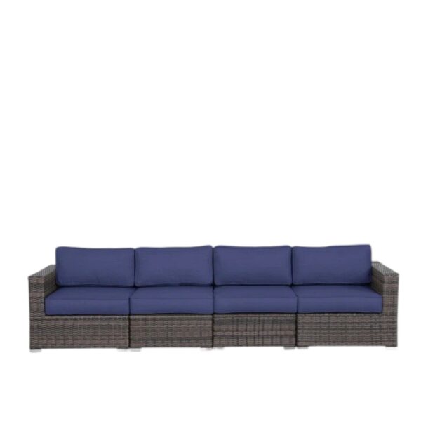 Outdoor Wicker Patio Sofa Set With Feet, 4 Piece Modular Design, Weather Resistant Rattan - Espresso
