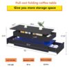 High Quality Foldable 3 Tier Coffee Table With Drawers And LED Light - Black - Image 3