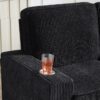 Modern Sofa 3 Seater Compressed Couch With Cup Holders - Black - Image 7