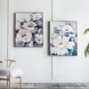 Large Rectangle Framed Wall Art Flower Canvas Print, Home Decor For Living Room Kitchen Foyer Office - Blue - Image 11