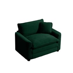 Elegant Corduroy Single Chair Sofa With Deep Seat And Pillow For Living Room Or Bedroom - Green