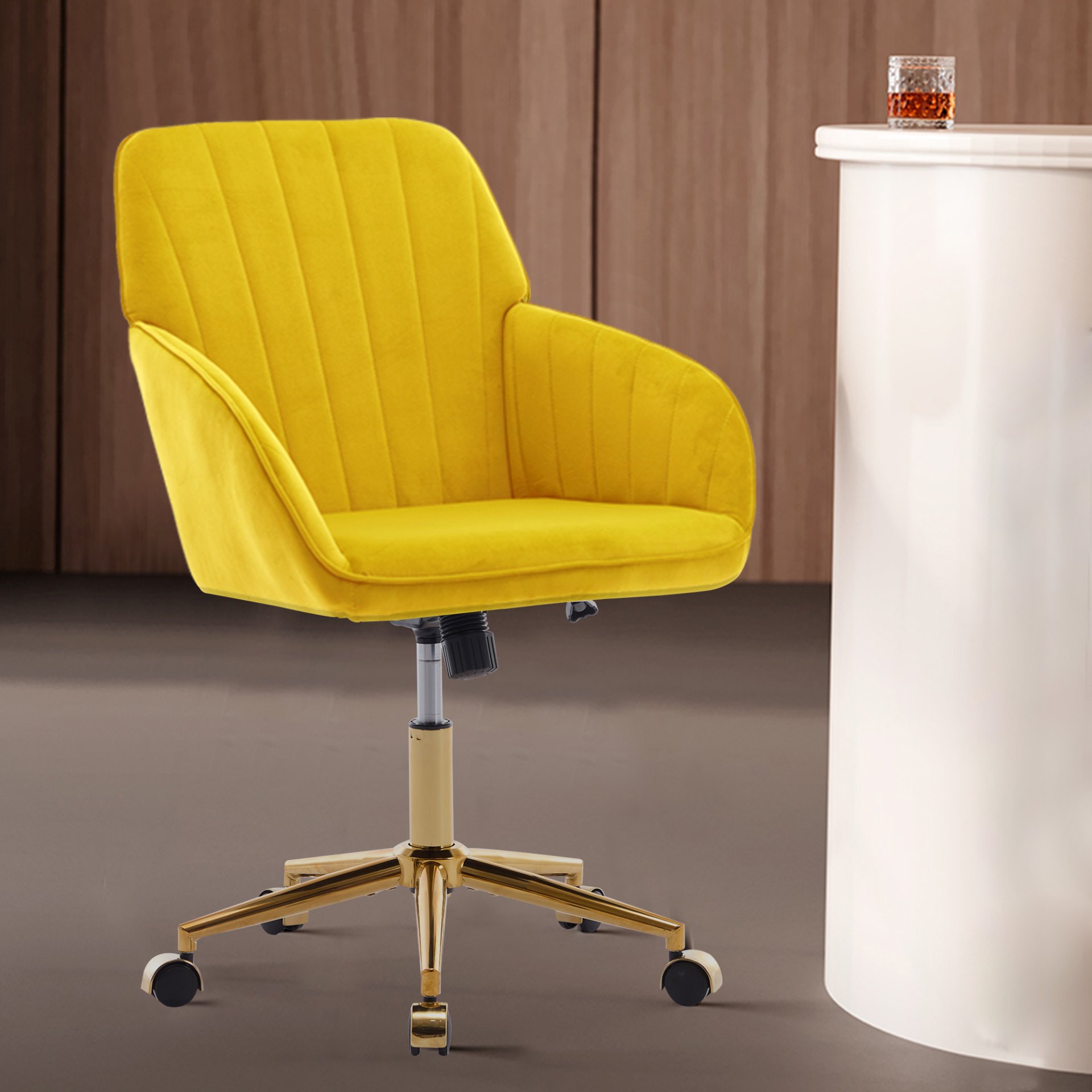 Swivel Office Chair - Bright Yellow / Gold - Image 3
