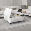 Modern Wood And Fabric Square Storage Ottoman Coffee Table With Lift - Top Design - Upholstered Bench For Living Room Organization - White - Image 2