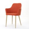 Mid Century Modern Fabric Upholstered Dining Chairs Armchairs - Muted Orange - Image 8