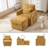 Multifunctional Lazy Sofa Recliner With Storage And Phone Bracket In Chenille For Living Room - Mustard Yellow - Image 4