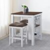 3 Pieces Counter Set Storage Space For Small Space Modern Farmhouse Design Retro Design Easy To Assembly - Antique Dark Oak / Antique White - Image 9