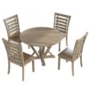 Modern Farmhouse Round Dining Table Solid Wood Rubberwood Antique Finishing Rustic Look Distressed Look Wire Brushed For 4 Seaters - Grayish Brown - Image 11