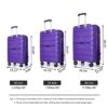 Hardshell Suitcase Spinner Wheels Pp Luggage Sets Lightweight Durable Suitcase With Tsa Lock, 3 Piece Set (20/24/28) - Purple - Image 3