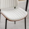 Dining Chairs (Set of 2) Mid-Century Modern Retro Faux Leather Chair With Bentwood Upholstered Seat Metal Legs Adjustable Foot For Kitchen Dining Room Chairs - White - Image 3