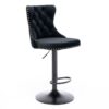 Swivel Velvet Barstools Adjusatble Seat Height, Modern Upholstered Bar Stools With Backs Comfortable Tufted For Home Pub And Kitchen Island (Set of 2) - Black - Image 4