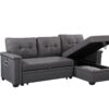 Nathan - Reversible Sleeper Sectional Sofa With Storage Chaise, USB Charging Ports And Pocket - Dark Gray - Image 2