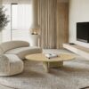 Luxury Natural Marble Coffee Table With Unique Veining - Beige / Gold / Beige / Yellow - Image 2