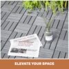 30 Piece Interlocking Deck Tiles Checker Pattern, Square Acacia Hardwood Outdoor Flooring For Patio, Bancony, Pool Side - Light Gray - Image 34