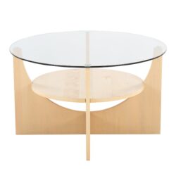 U - Shaped Contemporary Coffee Table - Natural / Clear