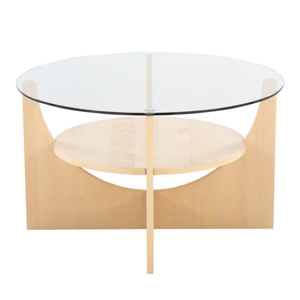 U - Shaped Contemporary Coffee Table - Natural / Clear