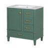 Bathroom Vanity, Modern Bathroom Cabinet With Sink Combo Set, Bathroom Storage Cabinet With A Soft Closing Door And 3 Drawers, Solid Wood Frame - Green - Image 13