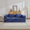 Convertible Floor Sofa Bed With Fixed Shape Frame, Loveseats Boneless Modular Sectional, For Living Room - Dark Blue - Image 14
