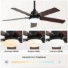 Modern Ceiling Fan With 3 Color Dimmable Light 5 Blades Remote Control Reversible Dc Motor For Bedroom - Black - Image 7