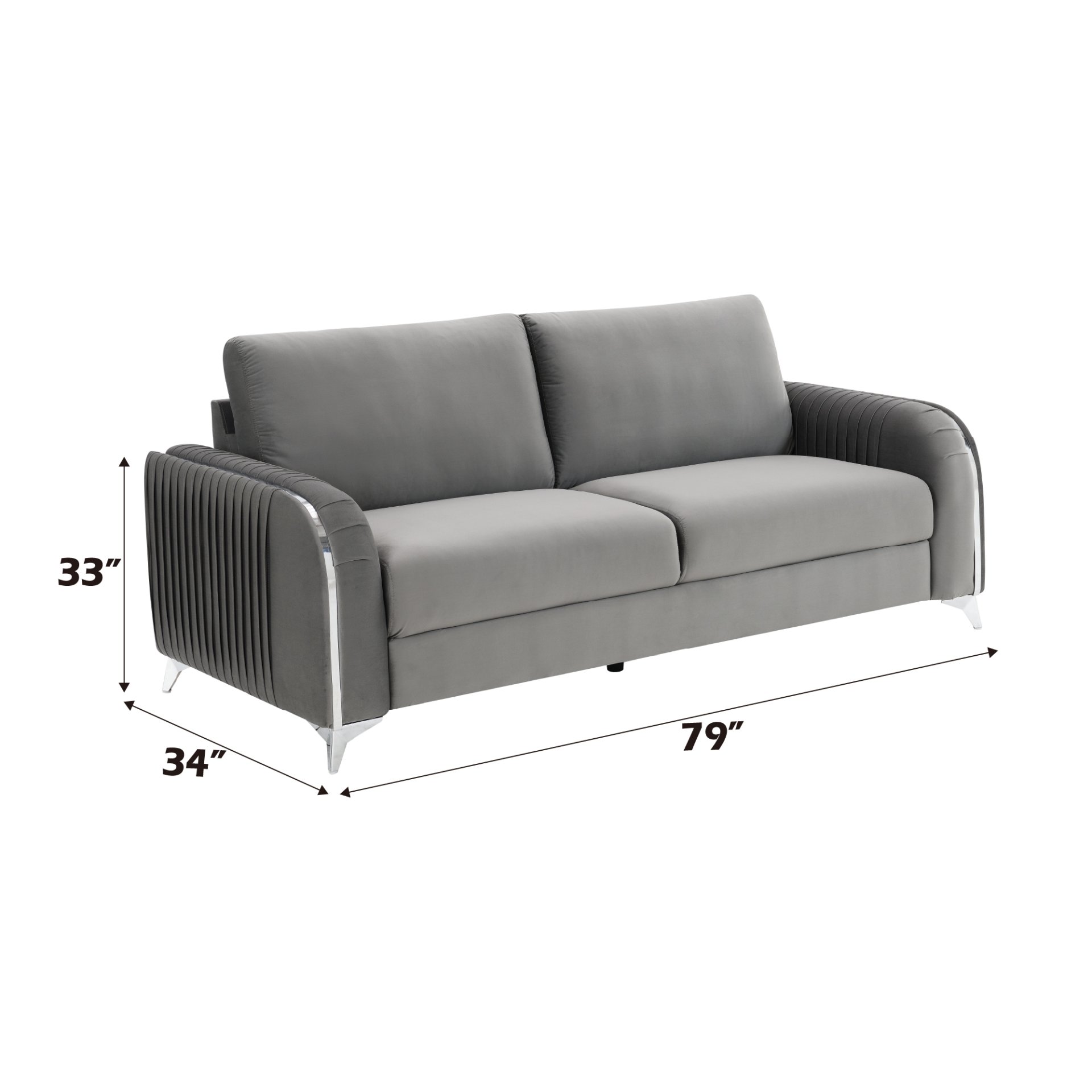 Wenona - Series 4 Pieces Living Room Set With A Coffee Table - Black / Gray - Image 5