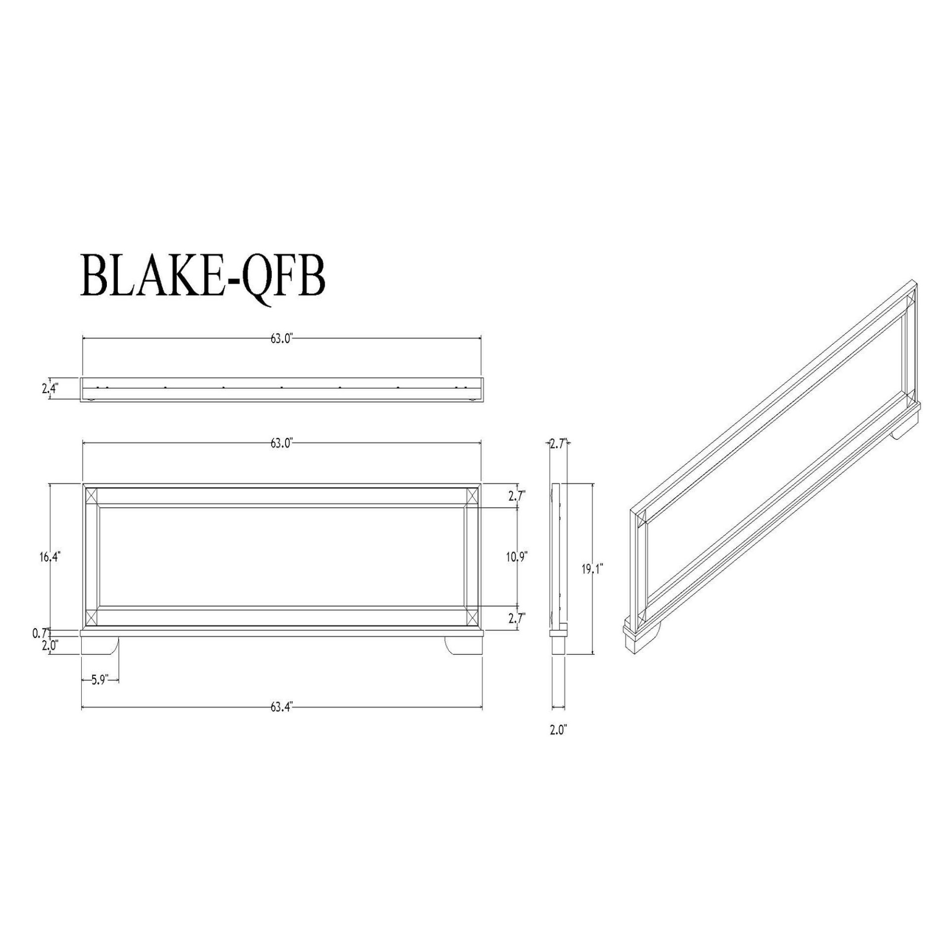 Lively - Queen Bedroom Set With Glitter Detail And Padded Headboard With Lights - Black - Image 3