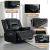 Home Theater Recliner Set Manual Recliner Chair With A Led Light Strip Two Built-In Cup Holders For Living Room - Black - Image 8