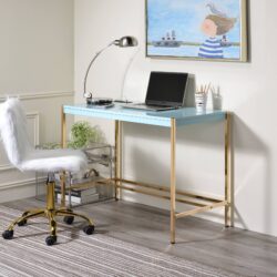 Midriaks - Writing Desk With USB - Gold / Light Blue