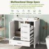 Bathroom Vanity, Modern Bathroom Cabinet With Sink Combo Set, Bathroom Storage Cabinet With A Soft Closing Door And 3 Drawers, Solid Wood Frame - White - Image 3