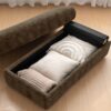 Oversized Chaise Lounge Indoor Rabbit Fur Sofa Bed With Storage Ottoman And Armrests Cup Holders With Deep Seat - Brown - Image 11