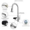 3 In 1 Kitchen Faucet With Press Type Glass Rinser, High Arc Pull Down Sprayer, 3 Function Spray Mode - Brushed Nickel - Image 5