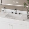 43" Bathroom Vanity With Artificial Marble Carrara Top Set, Multi Functional Bathroom Cabinet With Doors And Drawer - White - Image 10