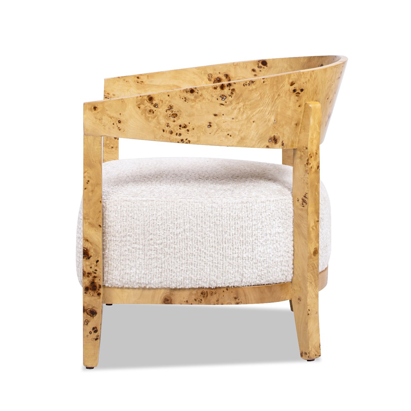 Madrid - Burl Barrel Accent Arm Chair - Seashell White - Image 3