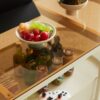 Movable Oval Metal Glass Coffee Table With Storage - White - Image 15