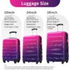 Hardshell Luggage Sets 3 Piece Gradient Color Expandable Suitcase With Spinner Wheels And Tsa Lock Lightweight 20" 24" 28" Available - Purple / Pink - Image 3