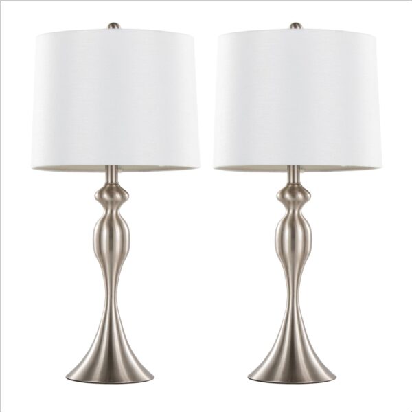 Ashland - Contemporary Table Lamp (Set of 2) - White / Nickel
