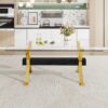 Modern Tempered Glass Dining Table With Metal Legs And Crossbars - Transparent - Image 5