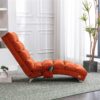 Ergonomic Linen Massage Chaise Lounge With Remote Control, 5 Modes - Orange - Image 6