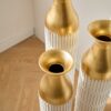 Floor Metal Vases Decorated White Metal Vases (Set of 3) Gorgeous Home Decoration Large Glazed Metal Vases - White - Image 16